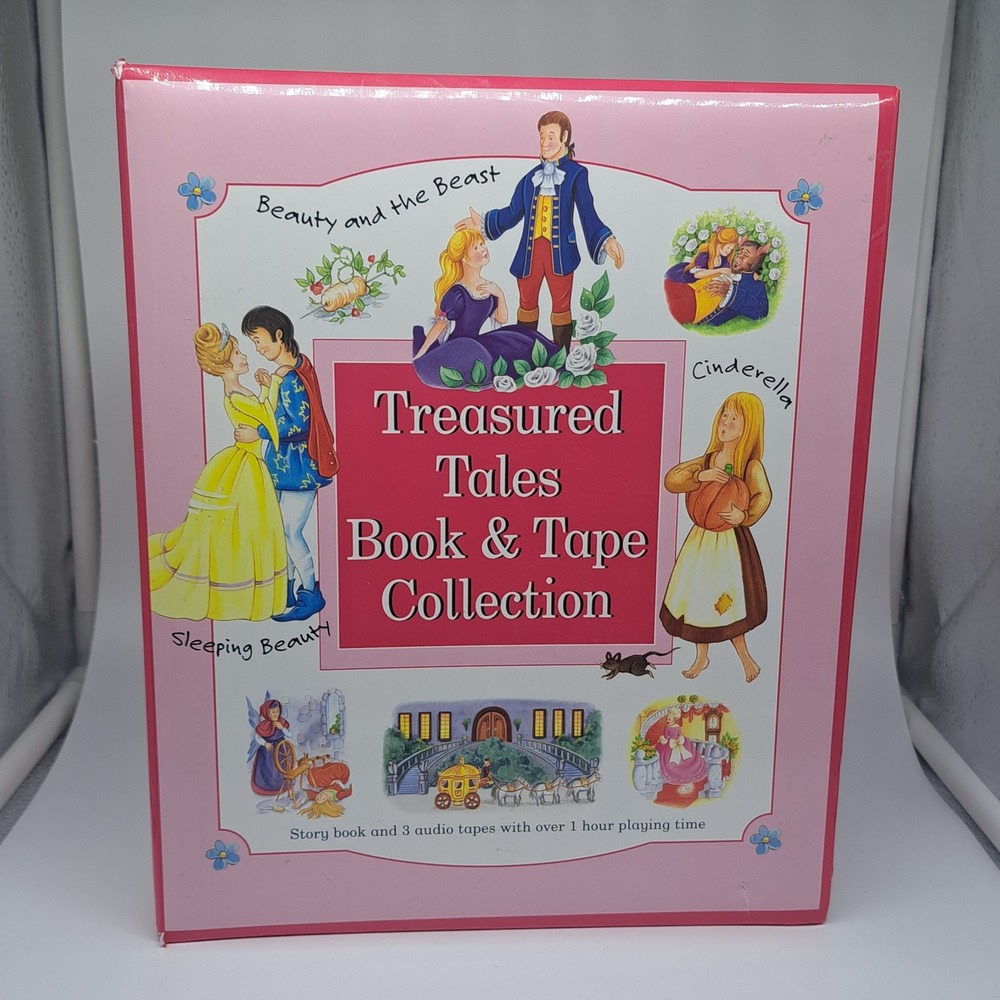 Treasured Tales Book & 3 Tape Collection Cinderella Beauty Beast Cottagecore
